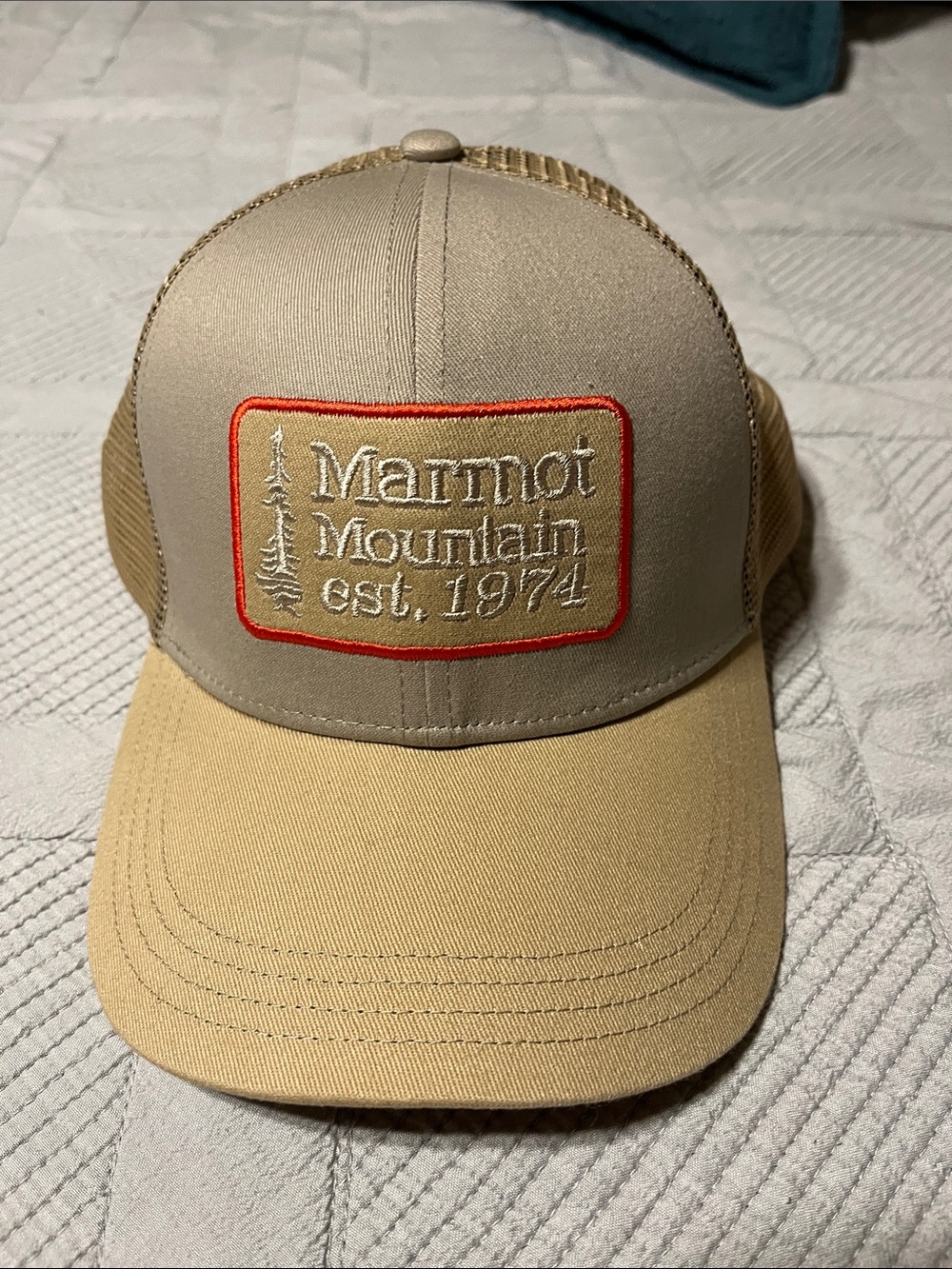 Marmot Two-Tone Khaki and Tan Trucker Hat
